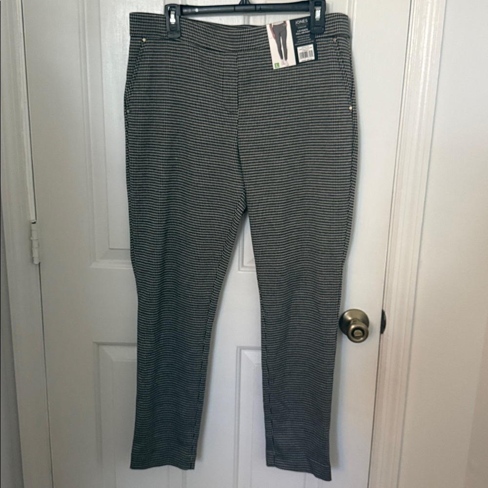 NEW Jones New York Black and White Houndstooth Pull-On Ponte Pants